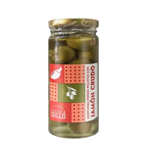 ACEITUNA RELLENA CON JAMON CRUDO 200G EXELENTES!!!